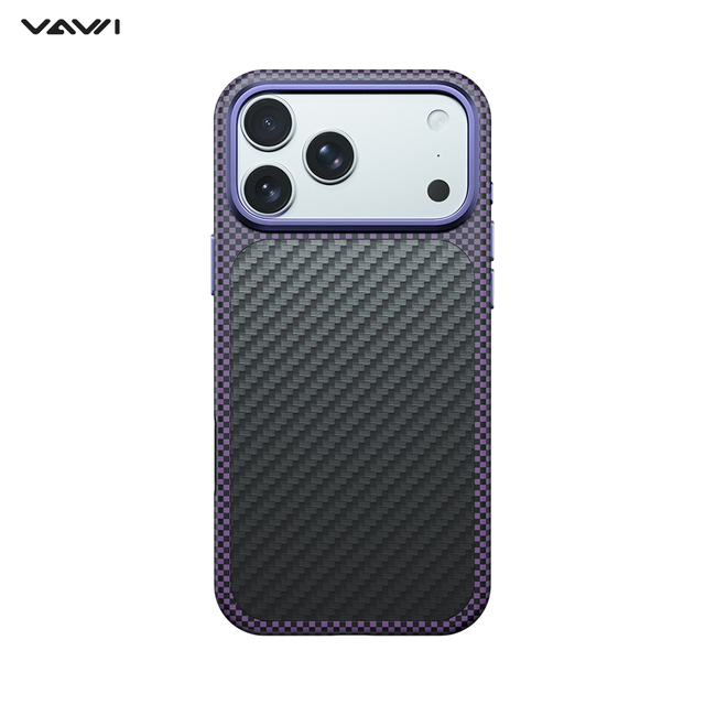 VAWI L188 Trendy Luxury Carbon Fiber Textured Leather case for iPhone 17 18 Pro Max Shockproof Magnetic Aramid Fiber Coque