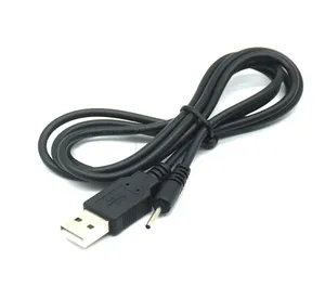 Kabel adaptor isi daya, 2A colokan daya DC Hitam USB A ke DC 2.0 Mm X 0.6 Mm 5 Volt DC 2.0x0.6mm, 1m