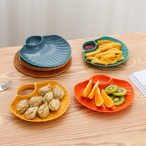 Irregular Shape Snack Plate With Dipping Sauce Compartment For Party And Household Use Solid Color Design - Product Image 4