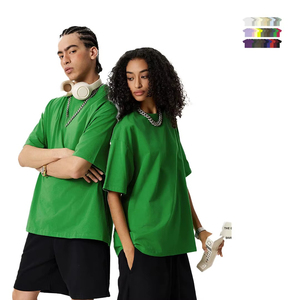 T-shirts personnalisés en coton 100% avec logo brodé, de haute qualité, épais, surdimensionnés, unis, pour hommes, style streetwear - Product Image 2