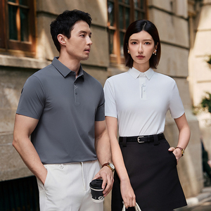 Polo d'été sans couture en soie glacée avec revers, chemise promotionnelle brodée et imprimée, chemise culturelle, tenue de travail, logo personnalisé. - Product Image 4