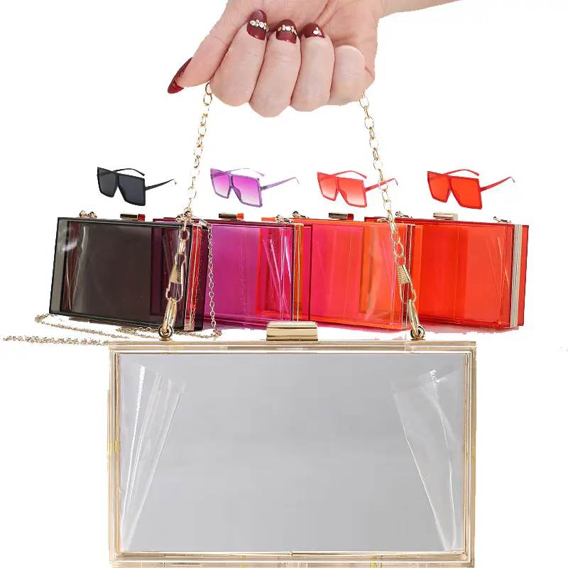 メガネと財布セットアクリル財布透明バッグ2021サングラスクラッチ財布チェーンクリアクラッチイブニングバッグ