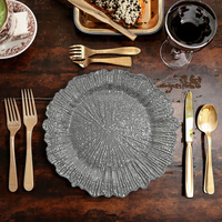 Assiettes de présentation de luxe en plastique PS durable, or et argent, à motif personnalisé, pour service de poisson, hôtels et fêtes, Marque WOJU