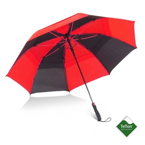 Wholesale Auto Black Red Two-tier Double Canopy 62/68-inch Oversize Windproof Golf <b>Umbrella</b> - Product Image 1