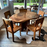 Table de table en forme de noyer naturelle, Art de luxe, amérique du sud, bordure en bois, table à manger de restaurant