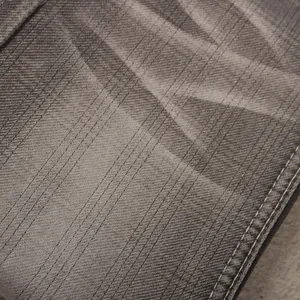 Sulfur black color shade dobby jacquard denim fabric with polyester filament as loop yarn relax comfort stretch