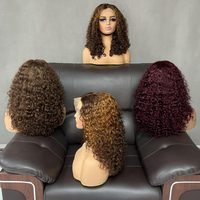Los mejores vendedores de Peluca de encaje, pelucas de cabello humano real, SDD 14 pulgadas Color marrón Lujo Curl 13X4 Pelucas de cabello humano con encaje frontal
