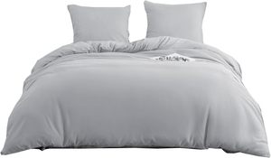 Mohap Gris Clair Microfibre Zip <span class=keywords><strong>Housse</strong></span> <span class=keywords><strong>de</strong></span> <span class=keywords><strong>Couette</strong></span> 2 Taies d'Oreiller Adulte <span class=keywords><strong>Lit</strong></span> Double 220X240 cm 65X65 cm 100% Polyester 400TC Home - Product Image 5