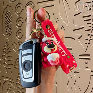 QY dessin animé ours porte-clés mignon poupée pendentif Kawaii sac breloque porte-clés voiture accessoire cadeau pour femmes et - Product Image 3