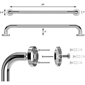Stainless Steel Anti Slip Knurled Handrail 300mm 450mm 600mm Bathroom Safety <b>Grab</b> Bar With <b>Screws</b> And Anchors - Product Image 4