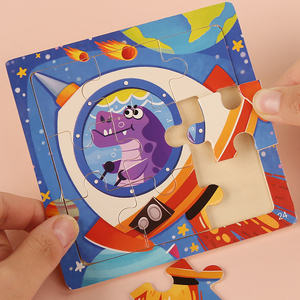 Enfants en bois dessin animé Animal dinosaure 3D Puzzle jeu Montessori bébé aides pédagogiques éducatives jouets pour enfants garçons filles - Product Image 4