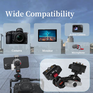 Adaptateur de plaque de dégagement rapide à double tête sphérique <span class=keywords><strong>Bras</strong></span> magique <span class=keywords><strong>articulé</strong></span> Vis de 1/4 pouces <span class=keywords><strong>Bras</strong></span> magique universel Métal <span class=keywords><strong>Micro</strong></span> SLR Camera - Product Image 4