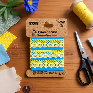 Cinturini in pizzo Ilan 1,7 cm x 1 m gialli per decorazioni artigianali - Product Image 2