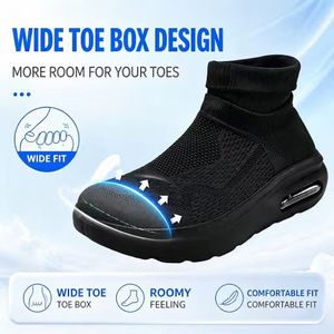 Sneakers a Calzino Integrate in Maglia, Modello Slip-On, Leggere e Traspiranti per l'Estate, con Ammortizzazione e Suola Rialzata, Scarpe Casual da Passeggio - Product Image 4