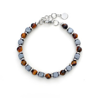Bracelet extensible ajustable en pierres naturelles classiques bohèmes (Lapis Lazuli, Hématite, Œil de Tigre) – Bijoux unisexes en gros – Cadeau