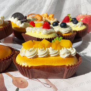 โมเดลเค้กไข่เจียวมะม่วงปลอมเหมือนจริง สำหรับตกแต่งภายในบ้านสไตล์โมเดิร์น และตกแต่งโต๊ะอาหารในห้องครัว - Product Image 2