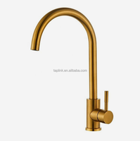 Robinet de cuisine monocommande moderne en acier inoxydable brossé noir pour eau chaude et froide, à poser sur plan, avec garantie d'un an