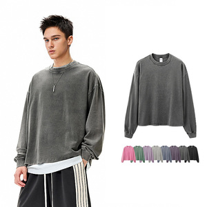 T-Shirt Oversize da Uomo in Cotone Vintage Lavato - Maglietta Pesante Effetto Vissuto per Ricamo e Stampa DTG Manica Lunga - Product Image 3