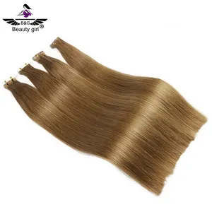 Double draw remy human hair wholesale factory price high quality skin weft Olive color tape in hair extensions to salon