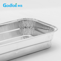 Premium 6x4 Zoll Glatte Aluminiumfolie-Behälter 11 Unzen Heißversiegelbare Flugzeug-Mahlzeitentabletts Knitterfreie Silberne Alufolienbehälter