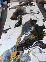 Panneau mural en PVC brillant MORLENX, imitation marbre UV, agate blanc, noir, gris, or, pour un intérieur moderne et luxueux