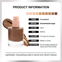 Fond de teint liquide couvrant à 100 %, marque privée, longue tenue, végan, hydratant, fond de teint pour le maquillage