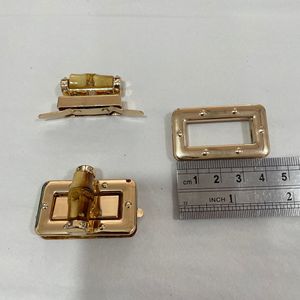 Hebilla Cuadrada de Aleación de Zinc Estilo Bambú Hongyuan con Cierre Giratorio, Color Oro Claro, 4 cm, Accesorio de Seguridad para Equipaje, DIY - Product Image 3