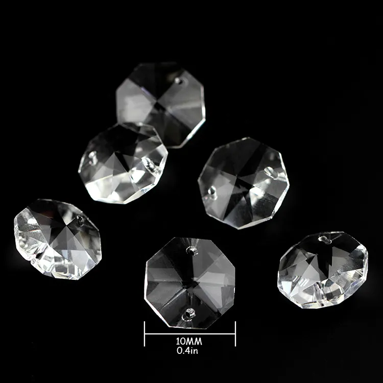 Großhandel Clear Crystal Octagon Facettierte Perlen Nähen Sie benutzer definierte Löcher Größe Farbe Kristall Facettierte Perlen