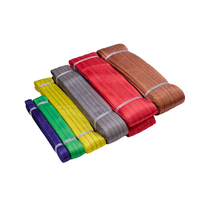 Sangle de levage robuste en toile plate 5 tonnes, rouge, en polyester, avec manchon résistant à l'usure pour la manutention de charges et la construction