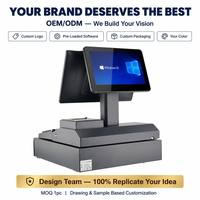 Caisse enregistreuse POS tout-en-un, écran tactile capacitif 15,6 pouces, imprimante de reçus intégrée, tiroir-caisse, prix d'usine en stock