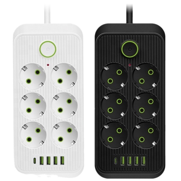 Sky Yin Stock 2500w High Power Eu Smart Power Strip Usb Multi-socket Custom Cable Surge Protector For Home Office Industrial