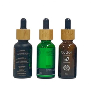 Flacon compte-gouttes en verre dépoli vert, bleu, ambré ou transparent pour huile essentielle, visage ou barbe, avec couvercle en bambou – 5ml, 10ml, 15ml, 20ml, 30ml, 50ml, 100ml - Product Image 3