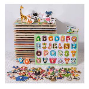 Rompecabezas de Madera Clásico con Botones Fáciles de Agarrar, Números y Alfabeto para Niños Pequeños, Juguete Educativo con Materiales Ecológicos - Product Image 1