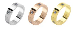 Anéis de marca de coração, anéis da moda dourados, luxuosos, de aço inoxidável, designer, joias para mulheres e homens