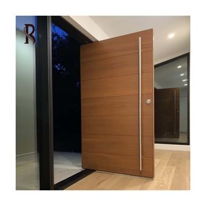 Rising OEM Canaidan Villas Puerta principal de madera de teca Diseños insonorizados Pivote de puerta Puertas principales exteriores para casas con precio de fábrica - Product Image 4