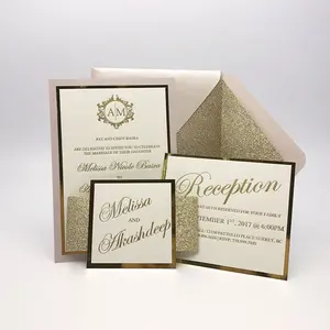 Custom foil letterpress printed wedding invitations luxury