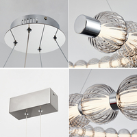 Lampes suspendues LED nordiques, corps en fer, abat-jour en acrylique et verre, intensité variable, chrome/noir nacré, angle de faisceau 360°, 2700K, lumière douce
