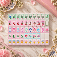 Set Permainan Mahjong Akrilik Vintage Bermotif Botani 160 Ubin untuk Pesta Teh Anak Perempuan, Tersedia