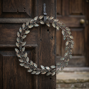 Rustic Metal Oak Leaf <b>Wreath</b> Handmade Decorative Floral Round Unlit Wall Hanging - Product Image 4
