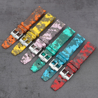 YUNSE nouveaux bracelets de montre Vintage Camouflage numérique 20 mm bracelet de montre en caoutchouc TPU à extrémité incurvée avec Logo personnalisé