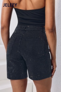 JELEEEY Pantaloncini con paillettes a vita alta con top corto, set estivo sexy da discoteca - Product Image 6