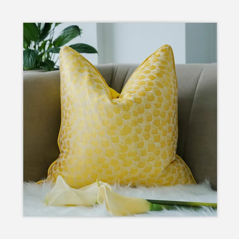 Modern Nordic Style Geometric Pattern Jacquard Throw Pillow Cases For Couch Sofa Striped Cushion Covers Yellow For Living Room