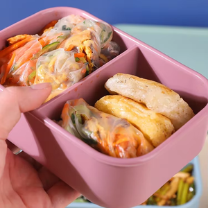 กล่องอาหารกลางวันและขนมแบบเบนโตะ ซิลิโคนคุณภาพสูง ปลอดสาร BPA ปรับแต่งได้ ป้องกันการรั่วซึม เกรดสำหรับอาหาร เหมาะสำหรับเตรียมอาหาร - Product Image 4