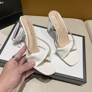 Sandales Transparentes à Talons Hauts pour Femme, Estivales et Polyvalentes, Chaussures de Mode Féminines, Claquettes Cristal, Talons de Créateur - Product Image 6