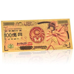 Billete Conmemorativo de Sakura Cardcaptor en Lámina Dorada, Coleccionable de Anime Clásico Japonés para Fanáticos - Product Image 1