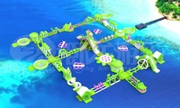 Parc aquatique gonflable flottant Fun Wolong avec parcours d'obstacles et trampoline pour la mer et le lac