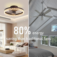 Ventilateur de plafond LED moderne DC 60W avec télécommande intelligente, construction en métal et acrylique, 220V pour chambre à coucher, salle de bain, hôtel