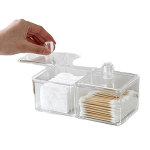 Contenedor organizador de brotes de algodón acrílico de diseño moderno al por mayor dispensador de hisopo de baño Q-tip con tapa para almacenamiento de alimentos - Product Image 5