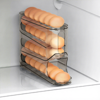 Boîte de rangement à roulettes pour œufs, quatre niveaux, indépendante, en plastique rectangulaire, avec roulettes, pour réfrigérateur, organisateur de cuisine