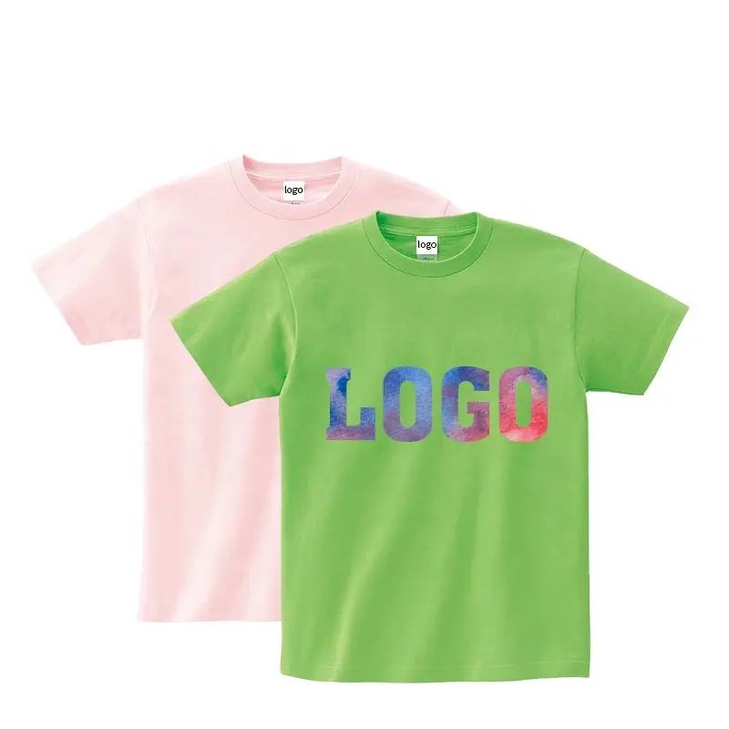 Camiseta infantil branco 100% algodão, pronto para envio, camiseta com logo personalizado para meninos e meninas